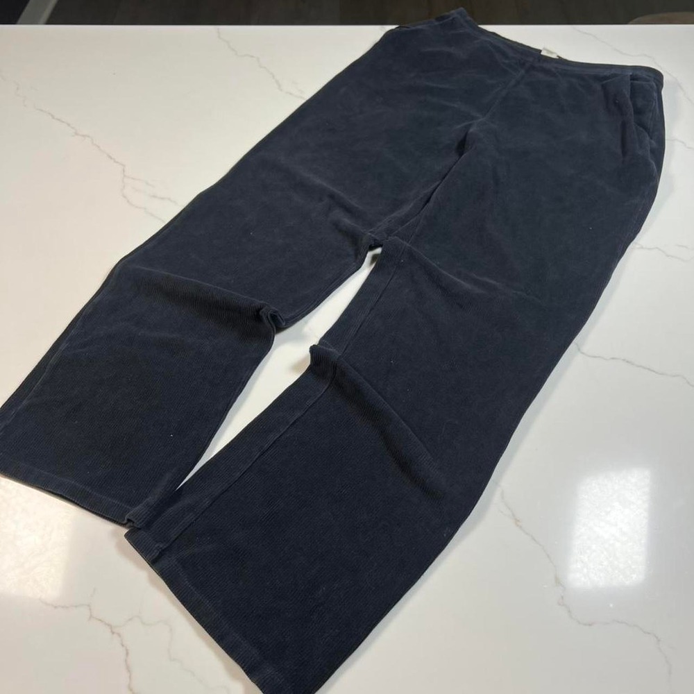 LL Bean Corduroy Pants Womens Medium Tall Navy Blue Straight Leg Stretch OCVR3